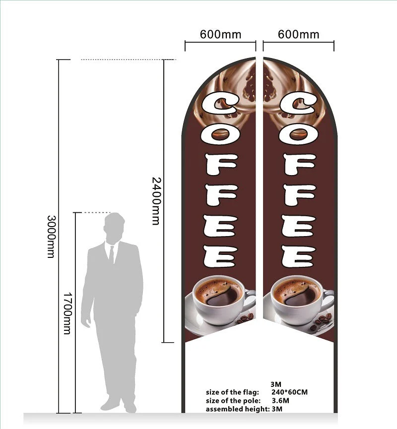 BURGER Pre-print Double Sided Feather Banner Flag Business Commersial - Image 6