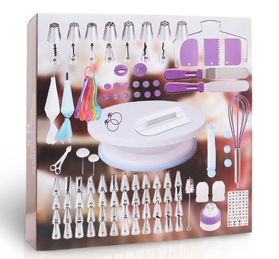 Cake Decorating Kit Cake Turntable Bakeware Set Pastry Tube Fondant 137pcs - Image 3