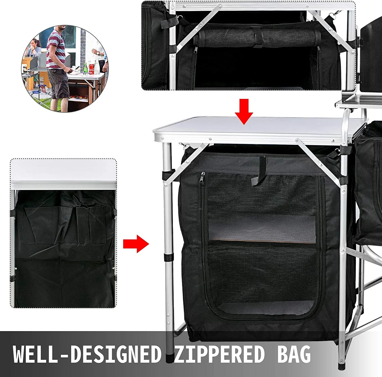 Camping Kitchen Table Portable Folding Camp Cook Table - Image 10