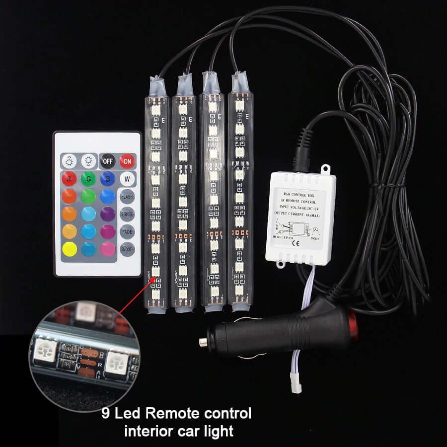 Car LED Lights RGB With Remote - Image 2