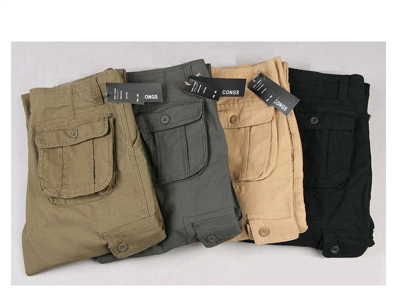 Cargo Pants Outdoor Solid Color Trousers Hiking Work Pants - Image 36