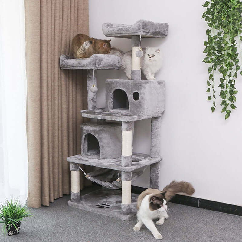Cat Tree House with Scratching Posts Hammock - Image 3