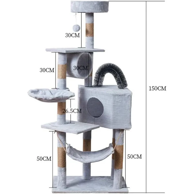 Cat Tree House with Scratching Posts Hammock - Image 11