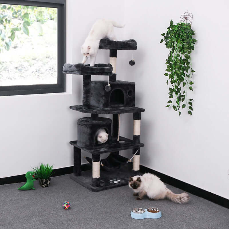 Cat Tree House with Scratching Posts Hammock - Image 3