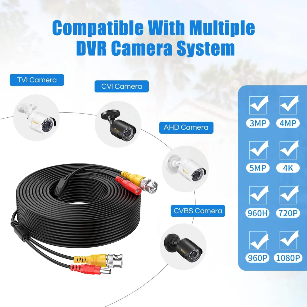 CCTV Cable For Security Camera, CCTV, DVR, Surveillance System 20M - Image 4