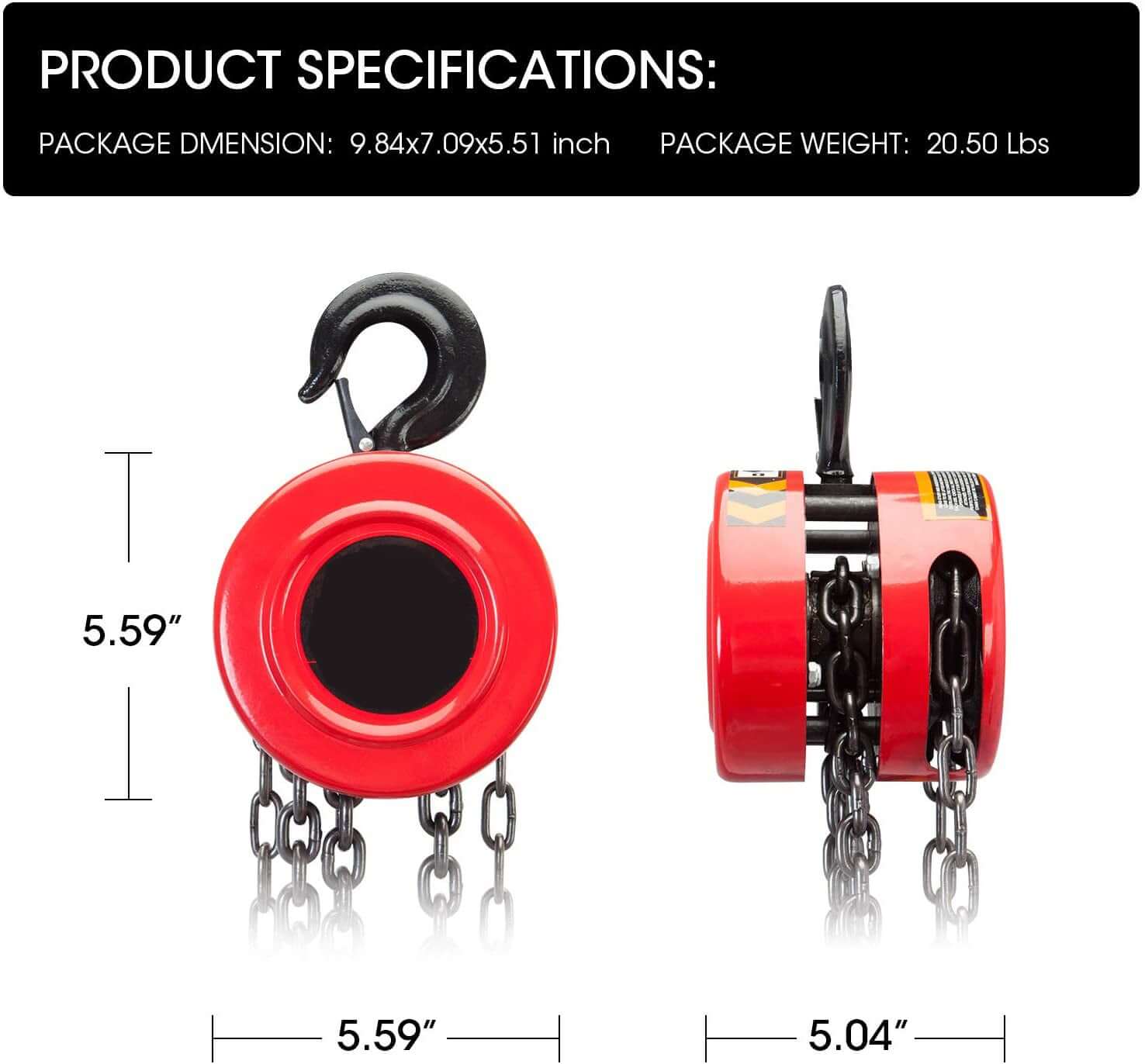 Chain Block &amp; Tackle Hoist 2T 3M - Image 4