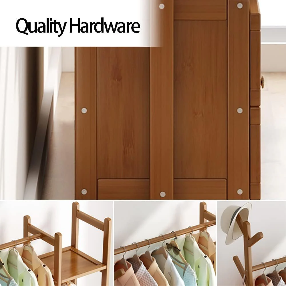 Cloth Rack Coat Rack Bamboo Wardrobe - Image 5