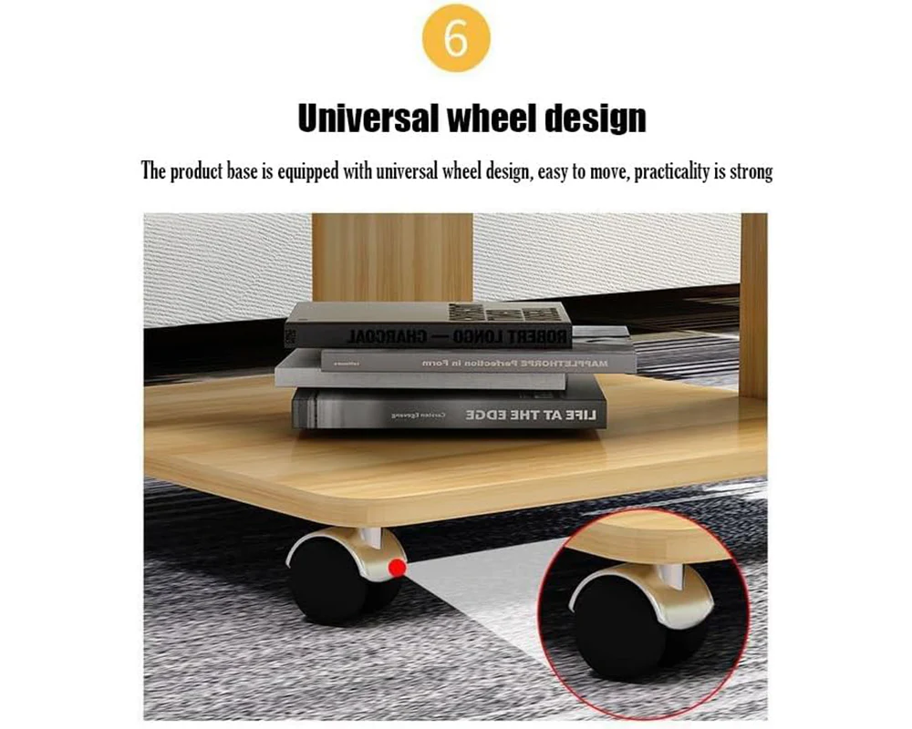 Coffee Table Side Table with Wheels - Image 6
