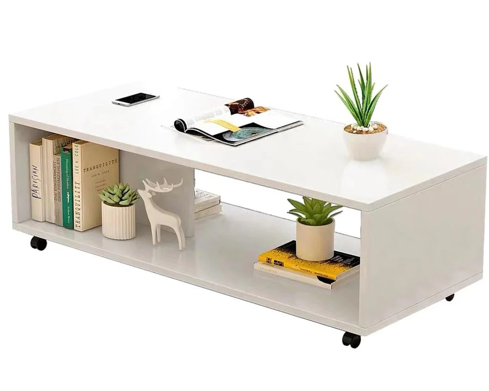 Coffee Table White with Wheels - Image 8