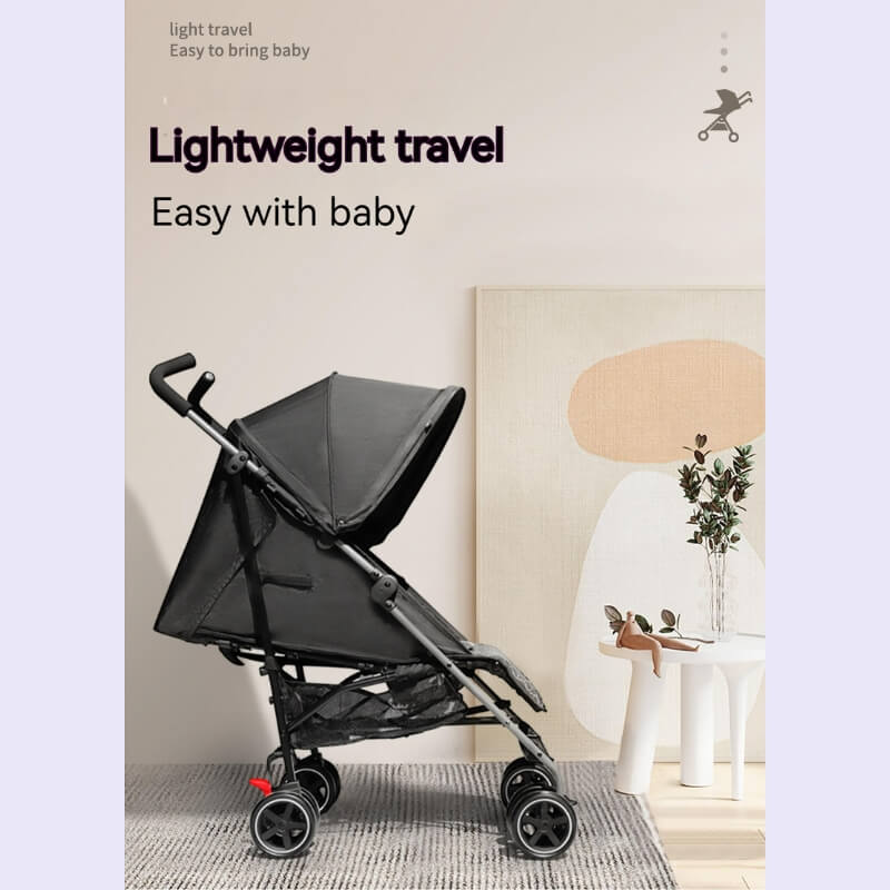 Comfortable & Portable Baby Umbrella Stroller with a Rain Cover-Black - Image 16