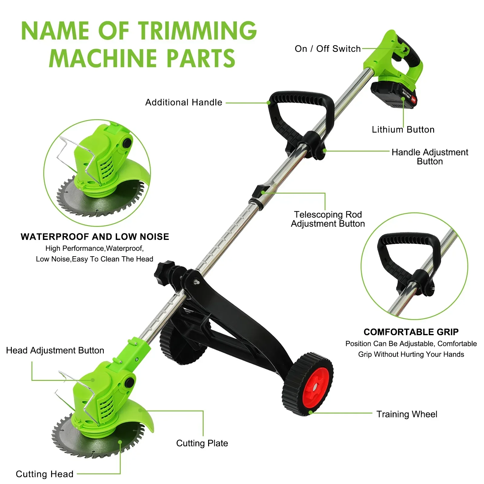 Cordless Electric Grass String Trimmer Lawn Cutter Brush Mower Whipper Snipper - Image 6