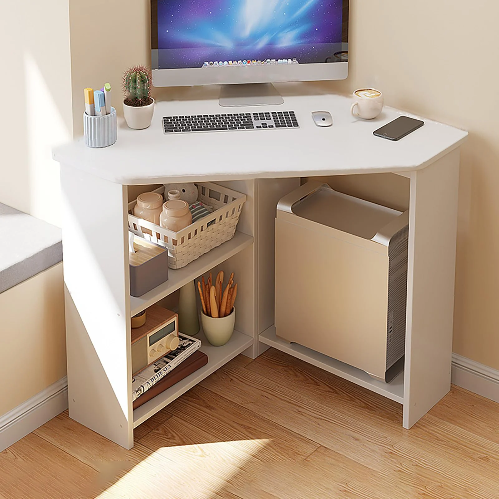 Study Desk Triangular Corner Computer Desk - Image 9