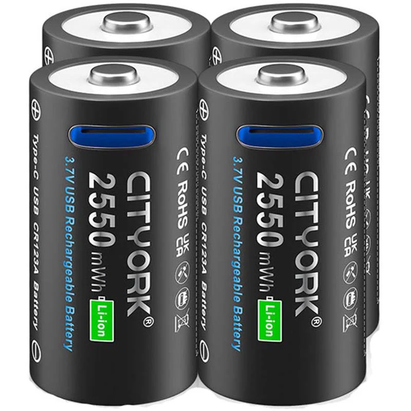 CR123A Rechargeable Battery 4Pack with charger