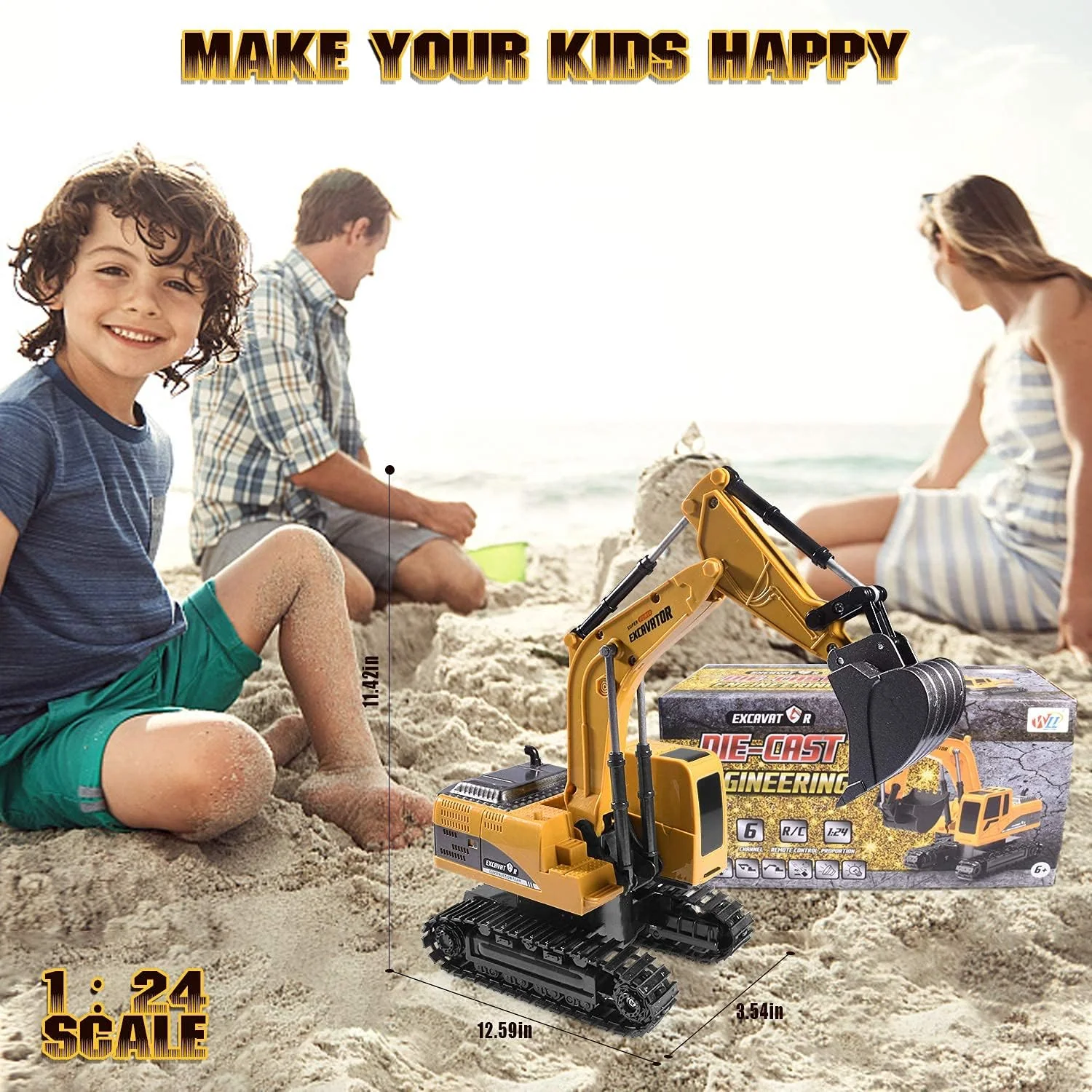 Digger Excavator Kids Riding Toys Ride-On Car Toy Truck Toddler - Image 8