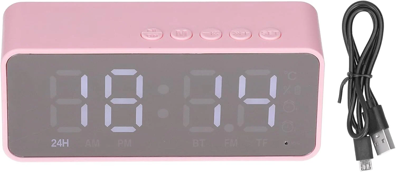 Digital Smart Alarm Clock With Bluetooth Speaker (Pink) - Image 7