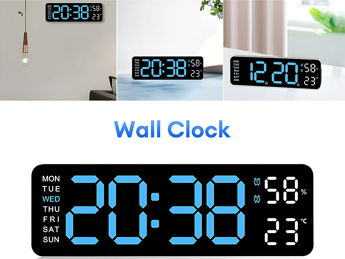 Digital Wall Clock Large Display LED Clock 16" - Image 4