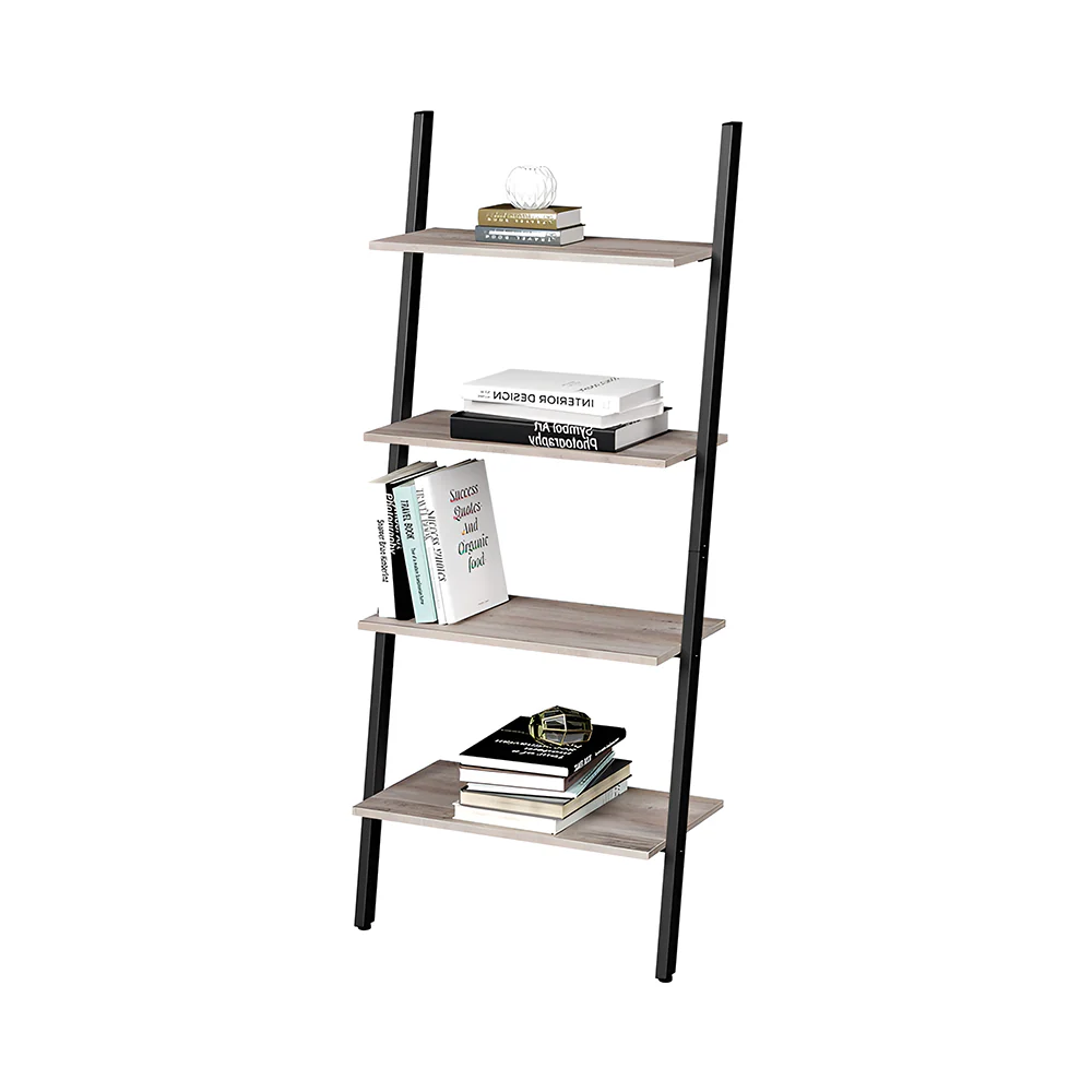Leaning Wall Bookcase Rustic Brown Wood Plant Stand