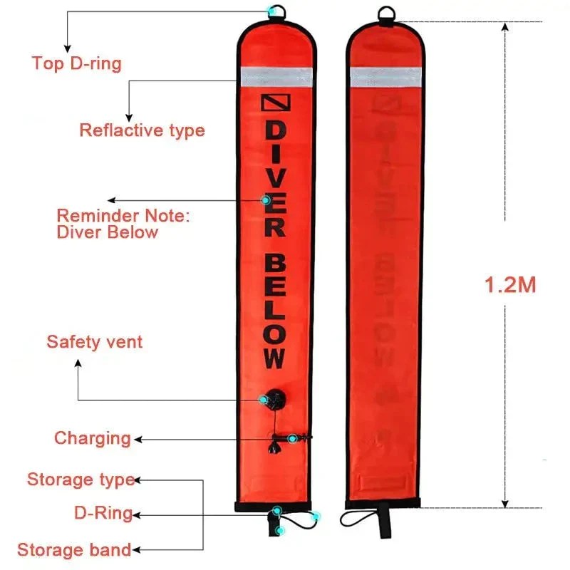 Dive Safety 120cm Surface Marker Buoy Pink - Image 3