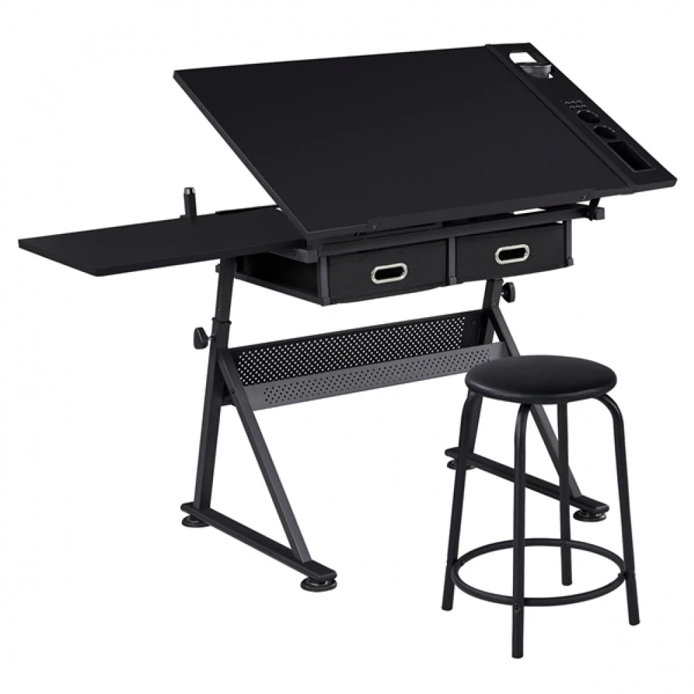 Drafting Table/Stool Set with Adjustable Table Angles & Heights All-in-One - Image 2