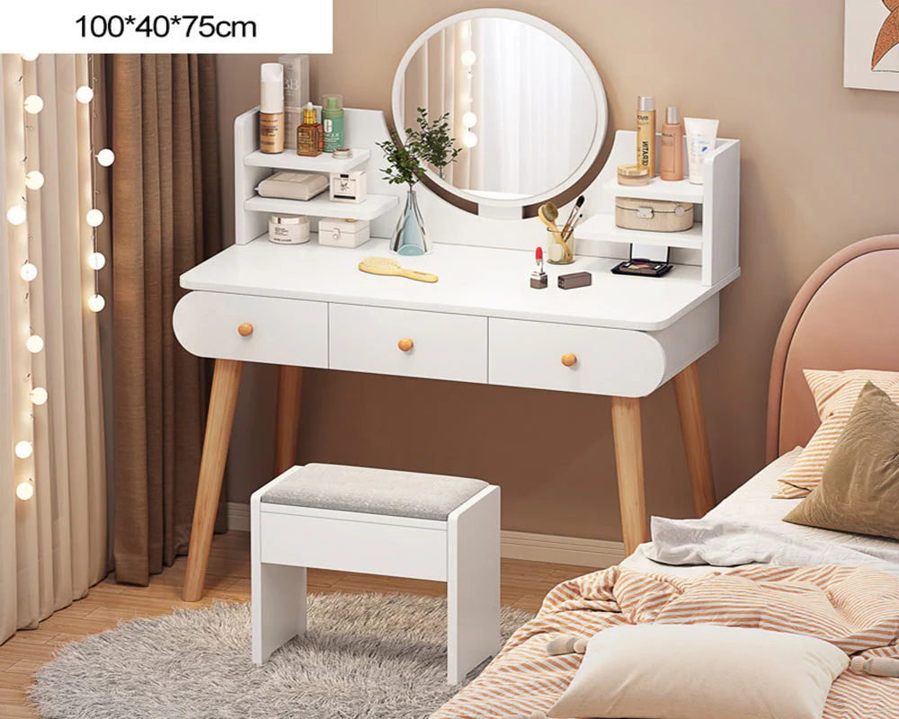 Dressing Table with Mirror and Stool - Image 4