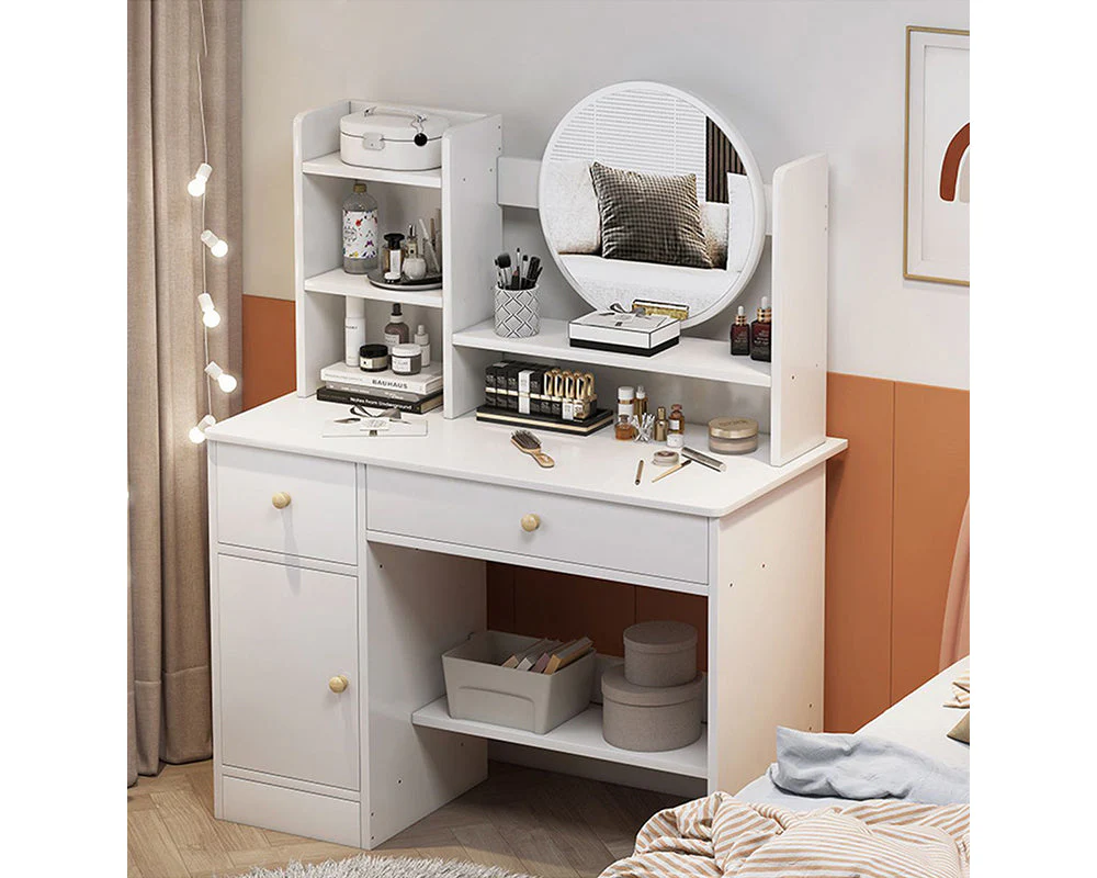 LED Mirror Dressing Table – Modern Vanity Desk with Drawers & Storage Shelves - Image 4