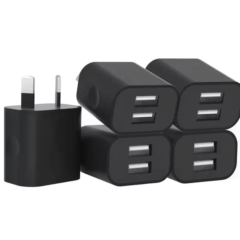 Dual USB Power Adapter Wall Plug (NZ / AUS) (Black) - Image 2