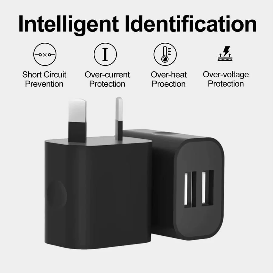 Dual USB Power Adapter Wall Plug (NZ / AUS) (Black) - Image 8