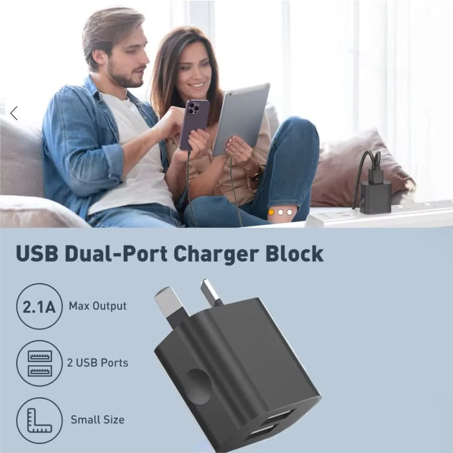 Dual USB Power Adapter Wall Plug (NZ / AUS) (Black) - Image 9