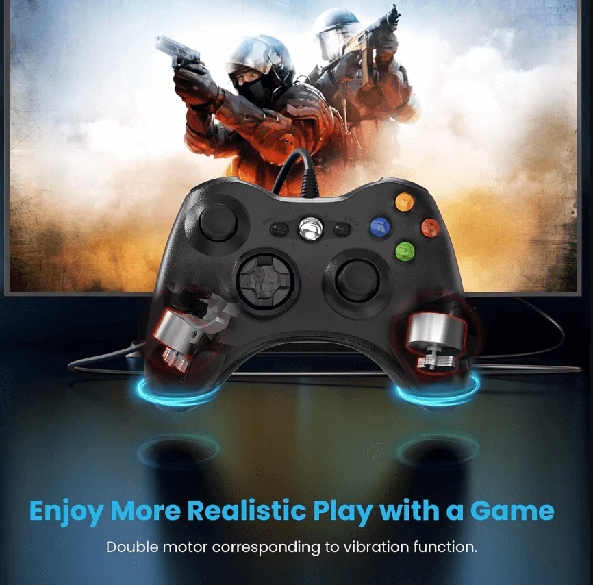 Dual Vibration Wired Controller for Xbox 360 & PC – Gamepad - Image 2