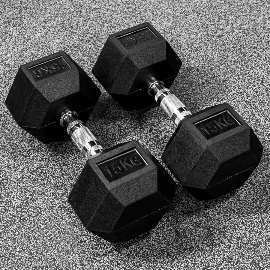Dumbbell Set - 2 x 15kg Hex Weights - Image 3