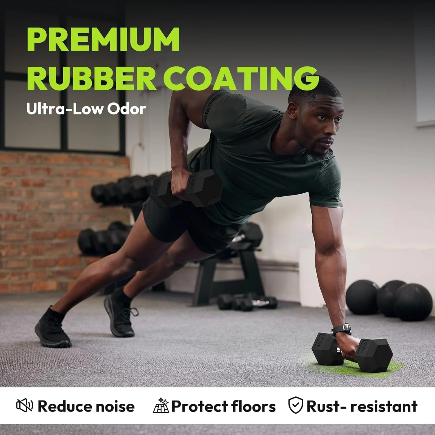 Dumbbell Set - 2 x 10kg Hex Weights - Image 2