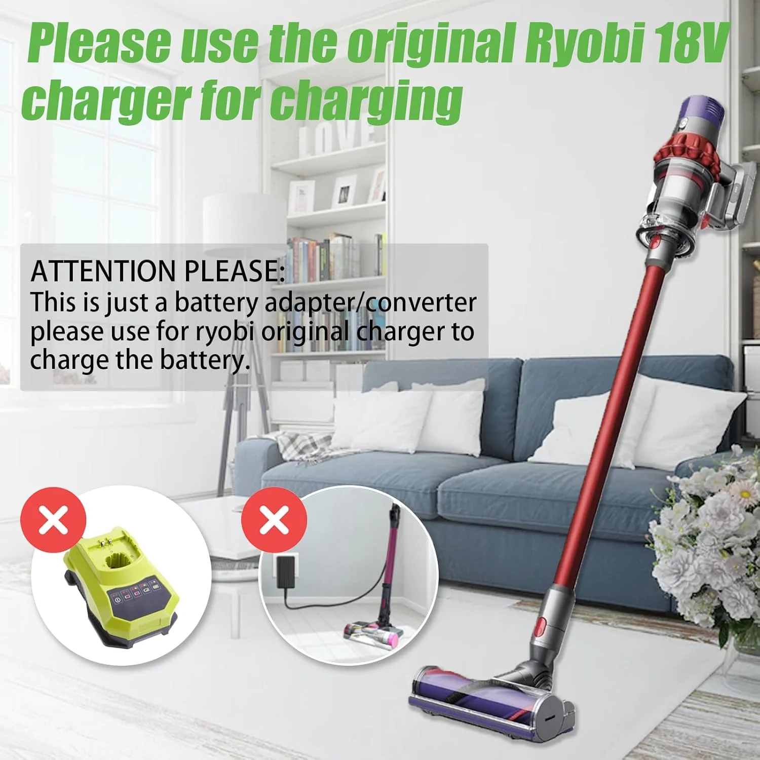 Dyson V10 Adapter for Ryobi 18V Lithium Battery Converter - Image 5