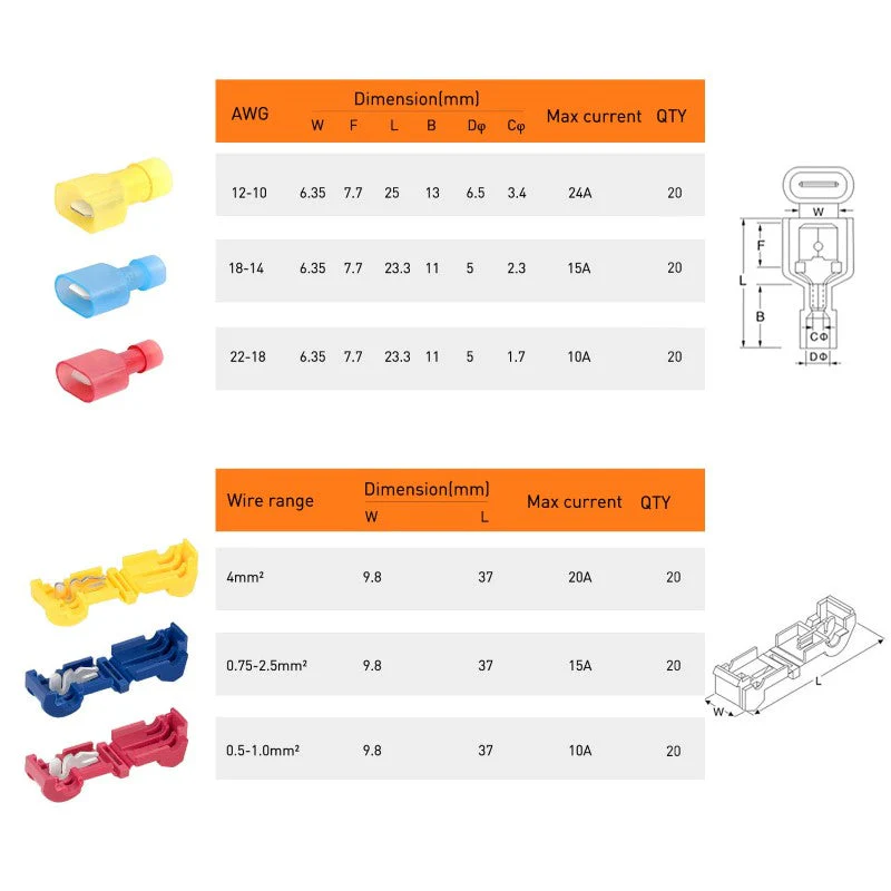 Electrical Terminal Crimp Wire Connectors 120Pcs - Image 3