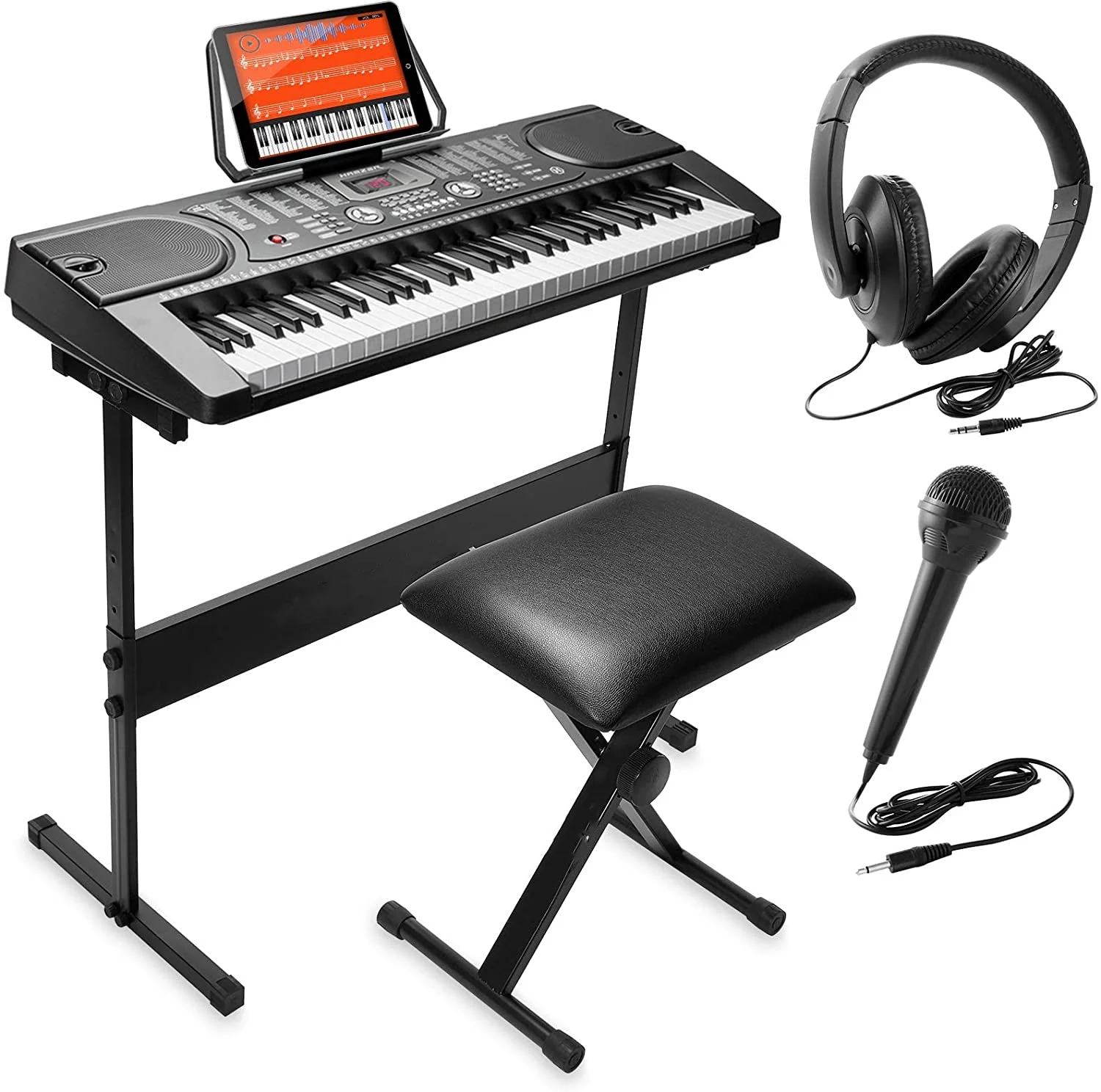 Electronic Piano Keyboard Piano with Stand Headphone and Stool - Image 2