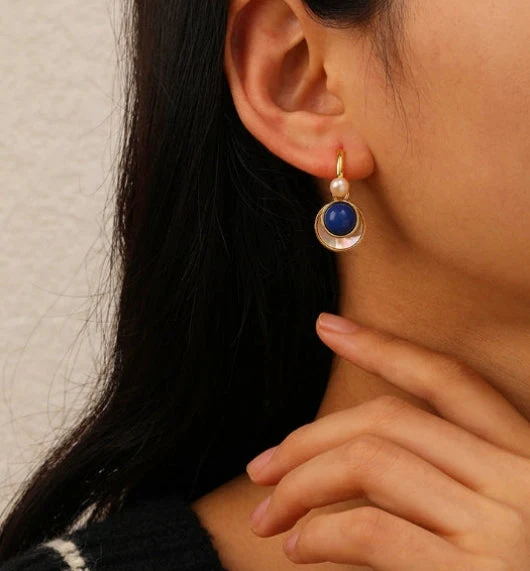 Embellique 2 in 1 Natural Shell with Pearl Drop earrings - Image 2