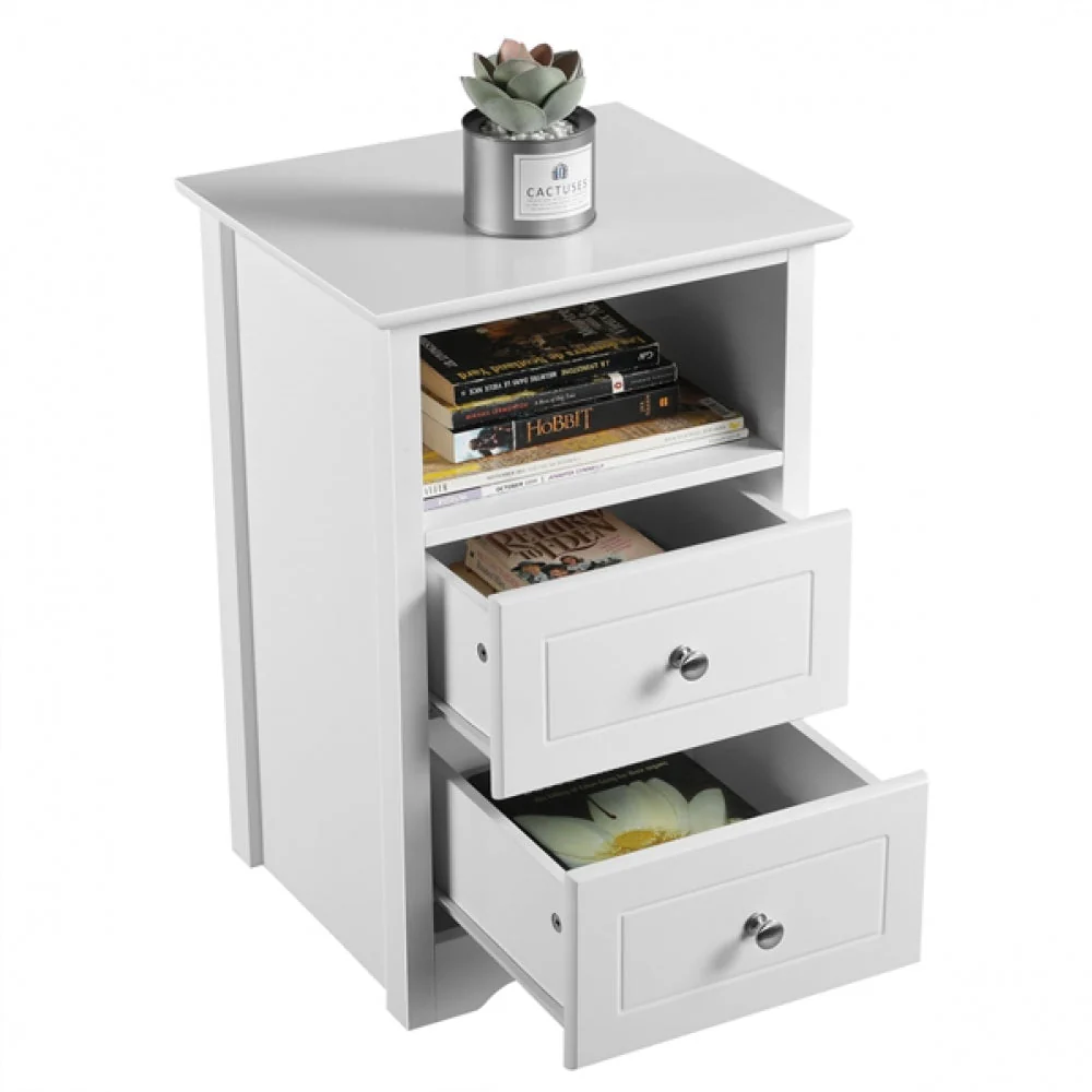 End Table with 2 Drawers and 1 Cubby Side Table Night Stand - Image 3