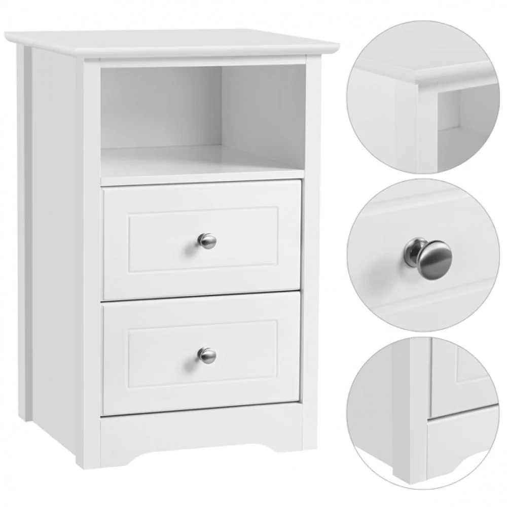 End Table with 2 Drawers and 1 Cubby Side Table Night Stand - Image 4