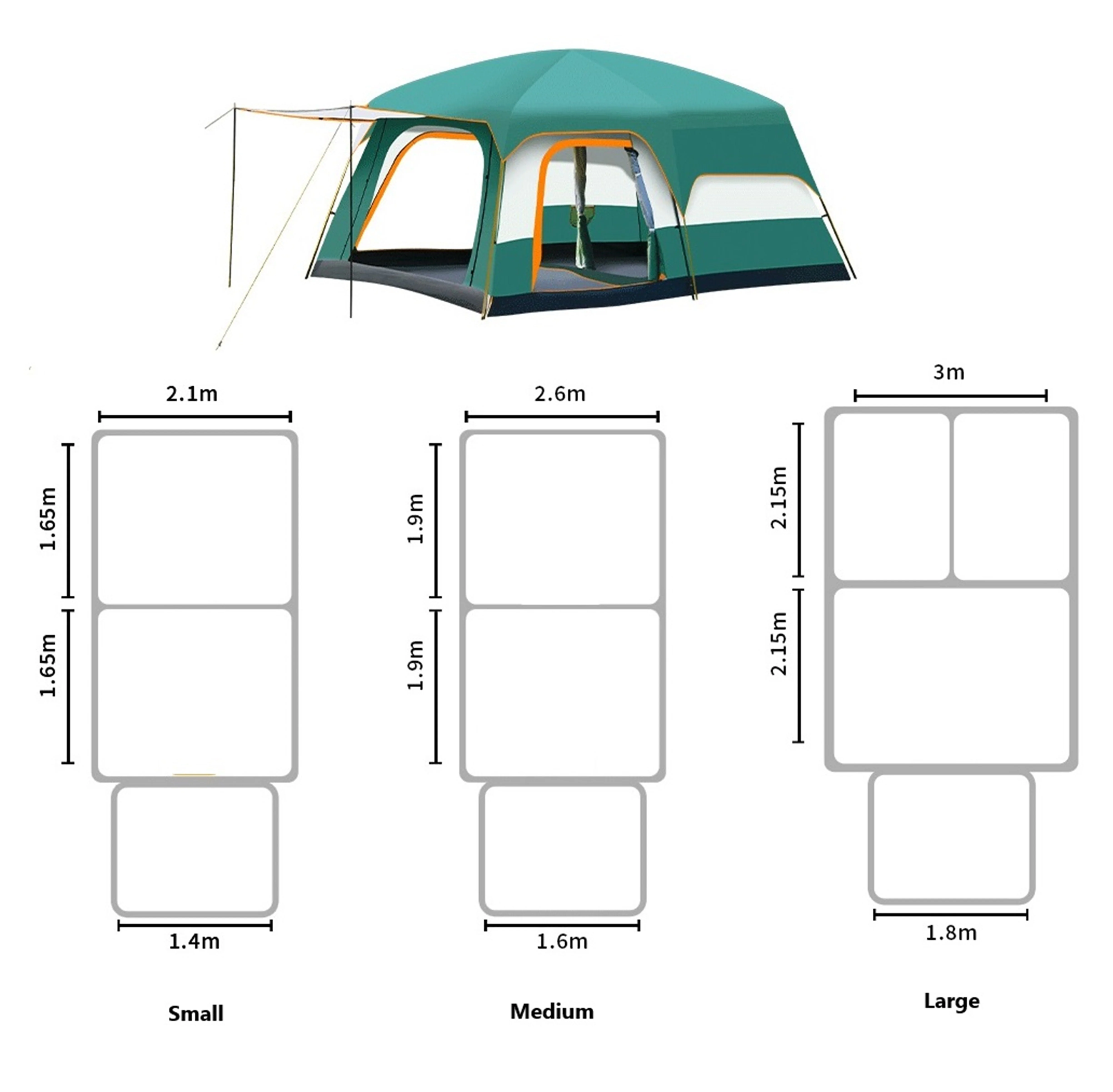 Clearance!!! Family Outdoor Camping Tent – Double Layer, Family Cabin Tent - Image 5