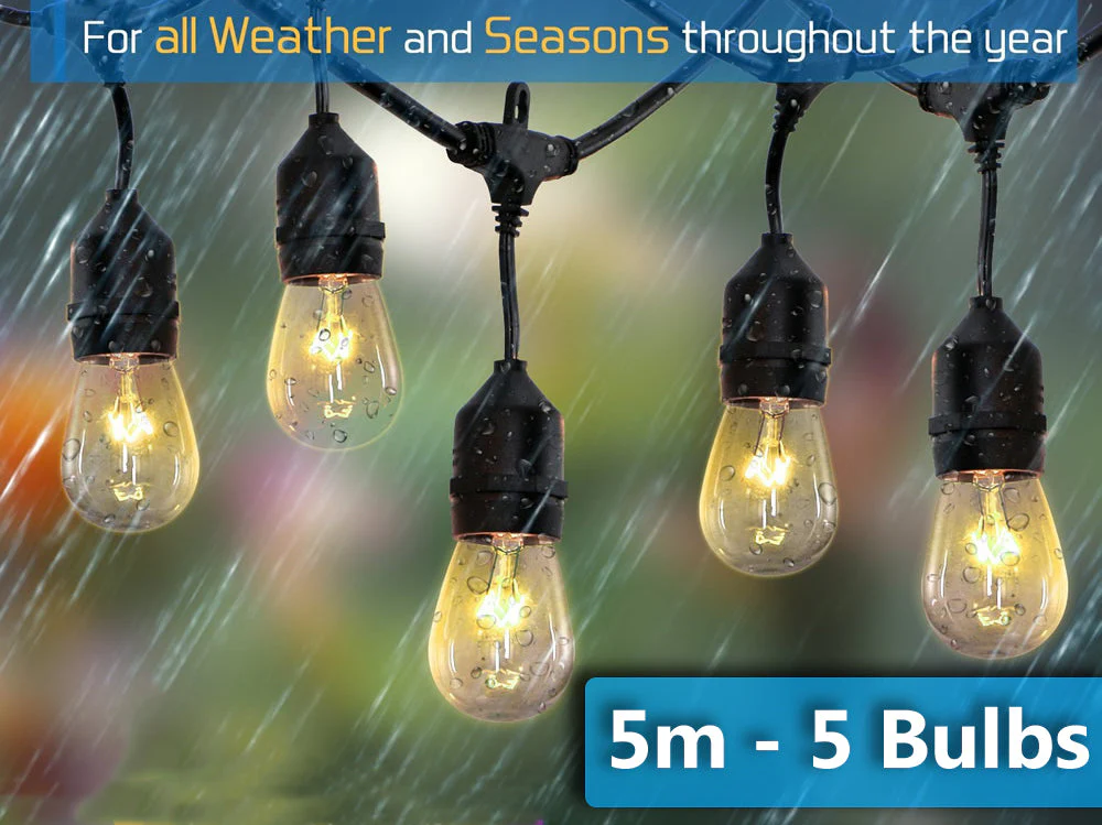 Festoon Light String Lights 5M 5 LED Bulbs - Image 4