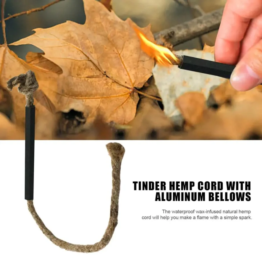 Fire Starter - Tinder Cord with Aluminum Bellow Pipe & Waterproof Wax Wick Hemp - Image 2
