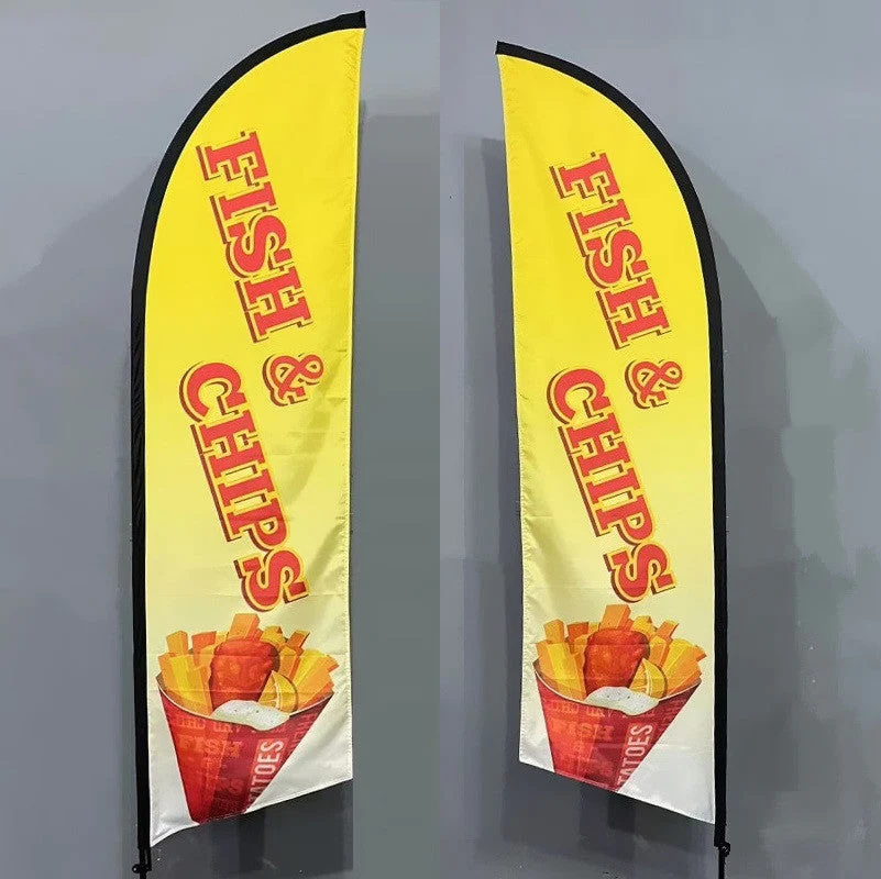 Fish & Chips Double sided print Flag - Image 2