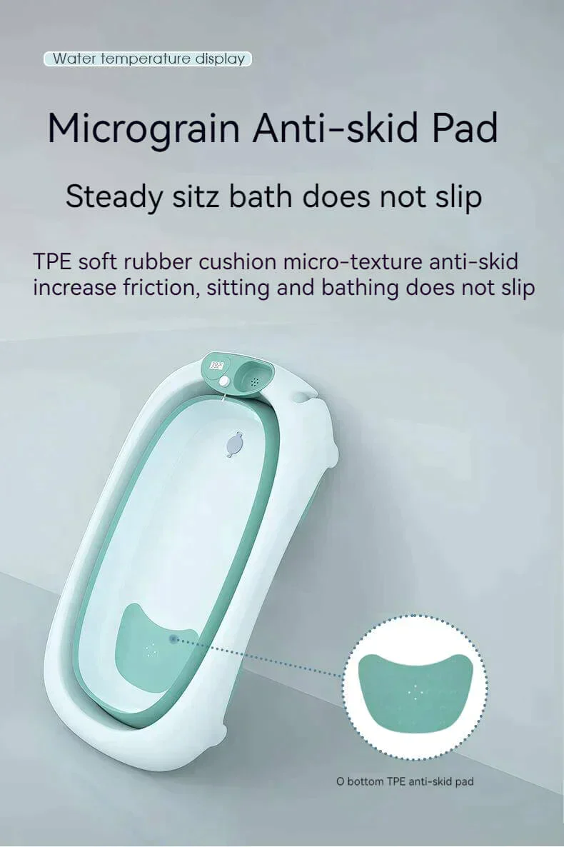 Foldable Baby Bath Tub & Soft Drying Bath Seat -Grey - Image 20