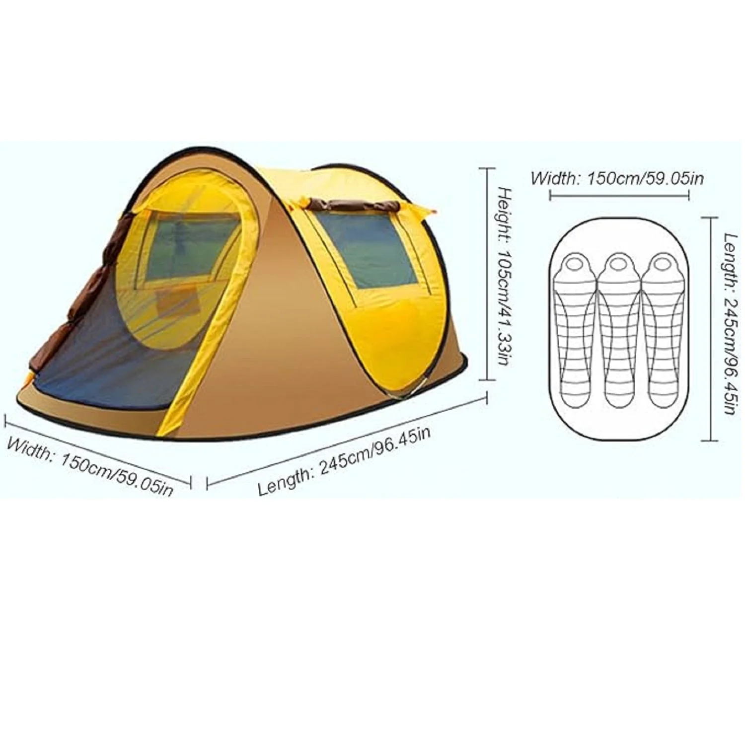 Foldable Camping Tent – Instant Pop-Up (245 × 150 × 105 cm) - Image 4