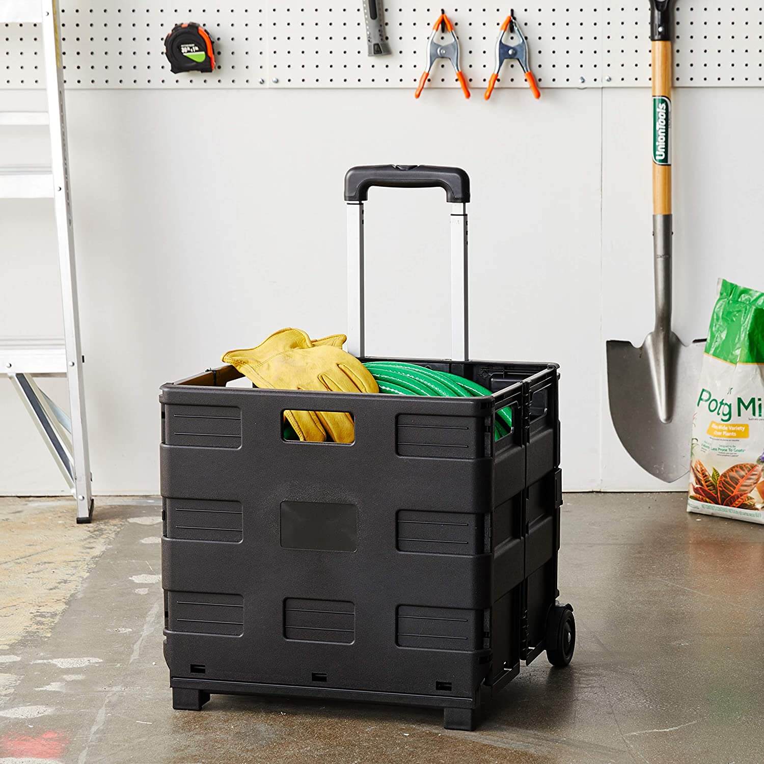 Foldable Trolley Foldable Shopping Trolley Cart Portable Collapsible Folding Wheel Grocery Trolley Crate - Image 5