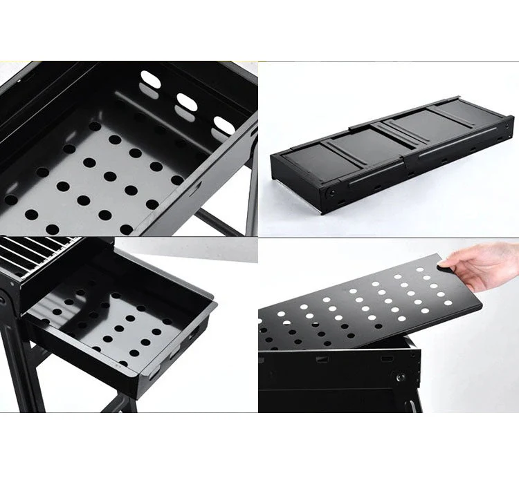 Folding Barbecue BBQ Charcoal Grill Black For Camping, Picnic, Outdoor, Travel - Image 2