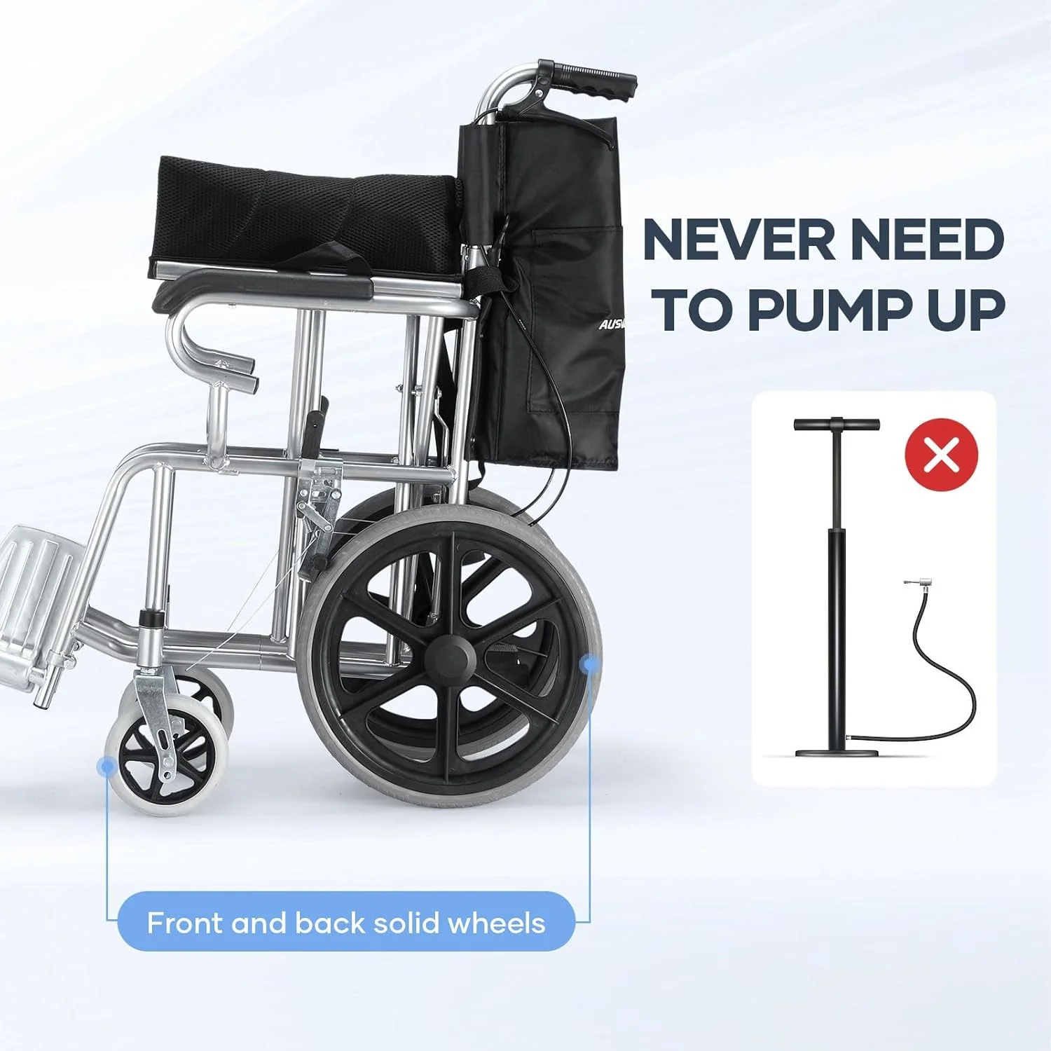 Folding Transit Wheelchair Lightweight - Image 9