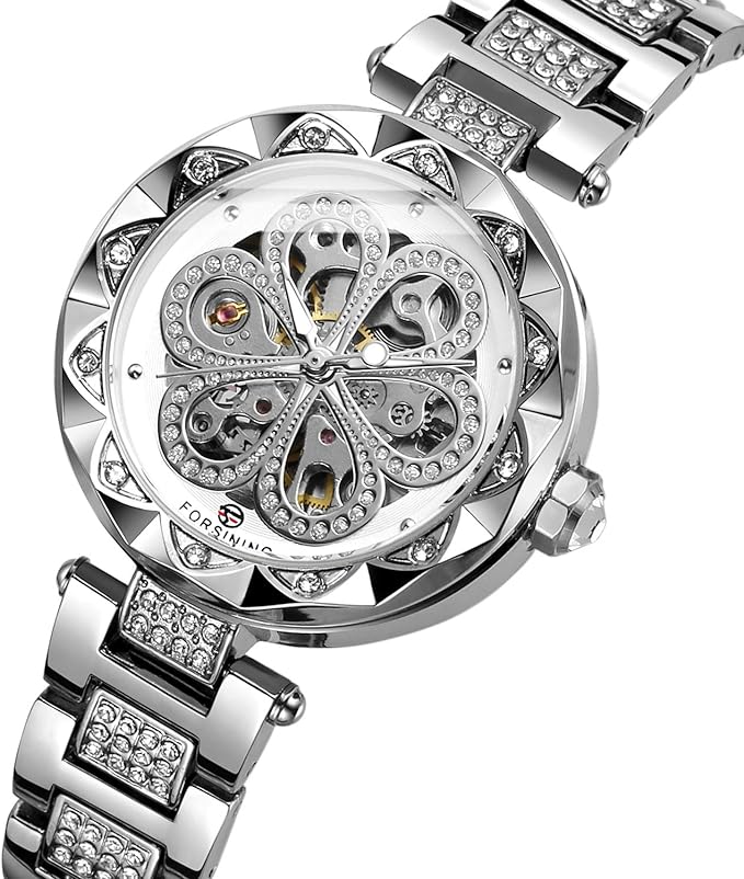 FORSINING Women's Silver Diamond Watch - Image 3