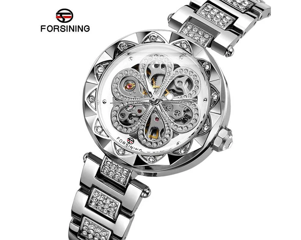 FORSINING Women's Silver Diamond Watch - Image 6