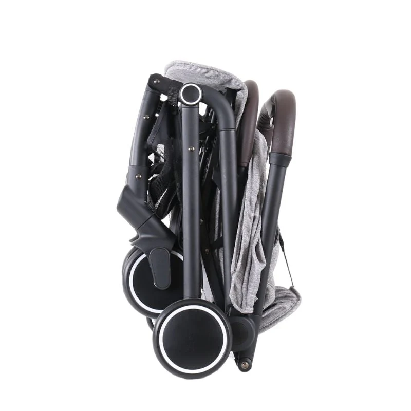 Four Wheels Lightweight Folding Baby Stroller Extra with Hidden Blackout Curtain-Black - Image 7