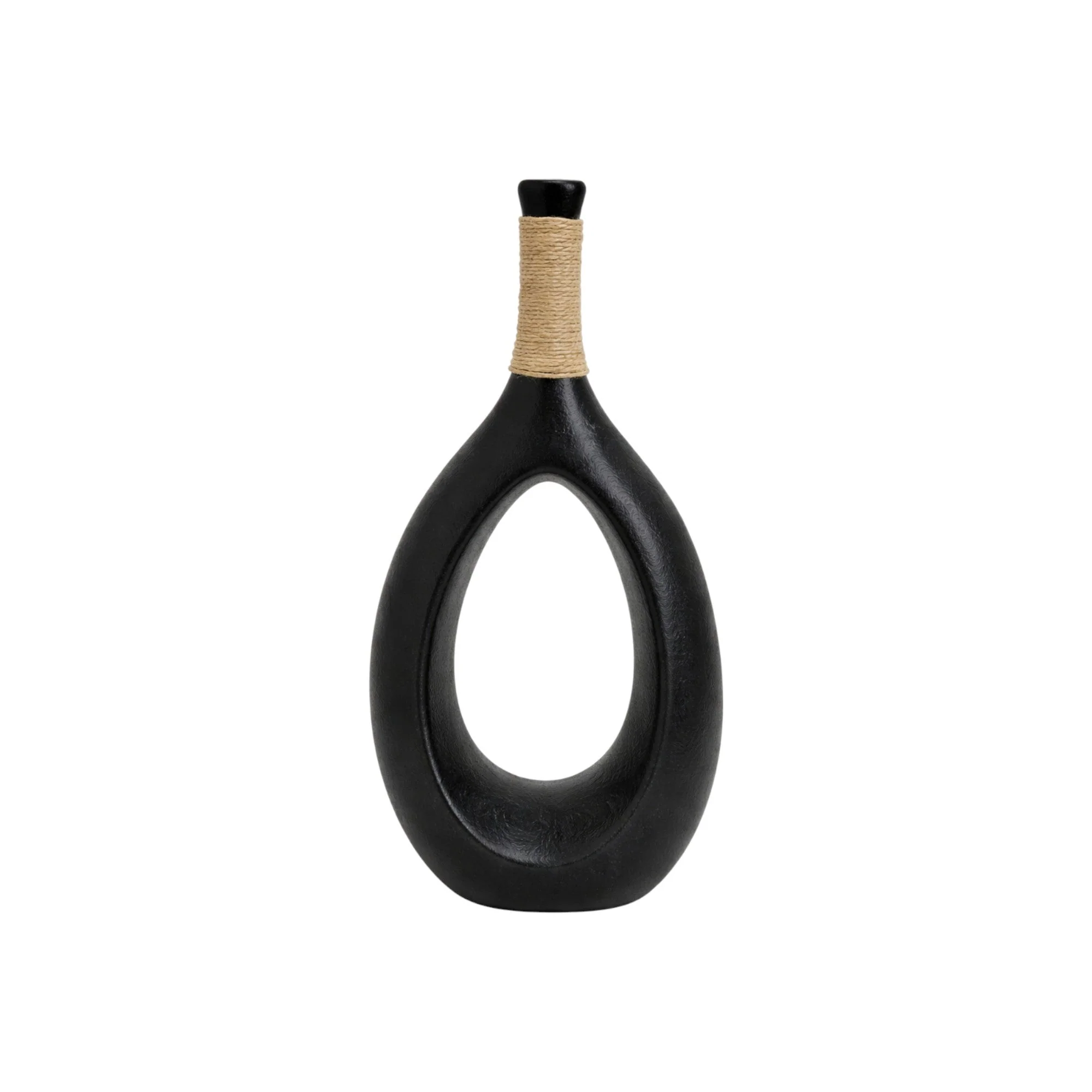 Frankly Cotton Black Teardrop Sculptural Vase - Image 2